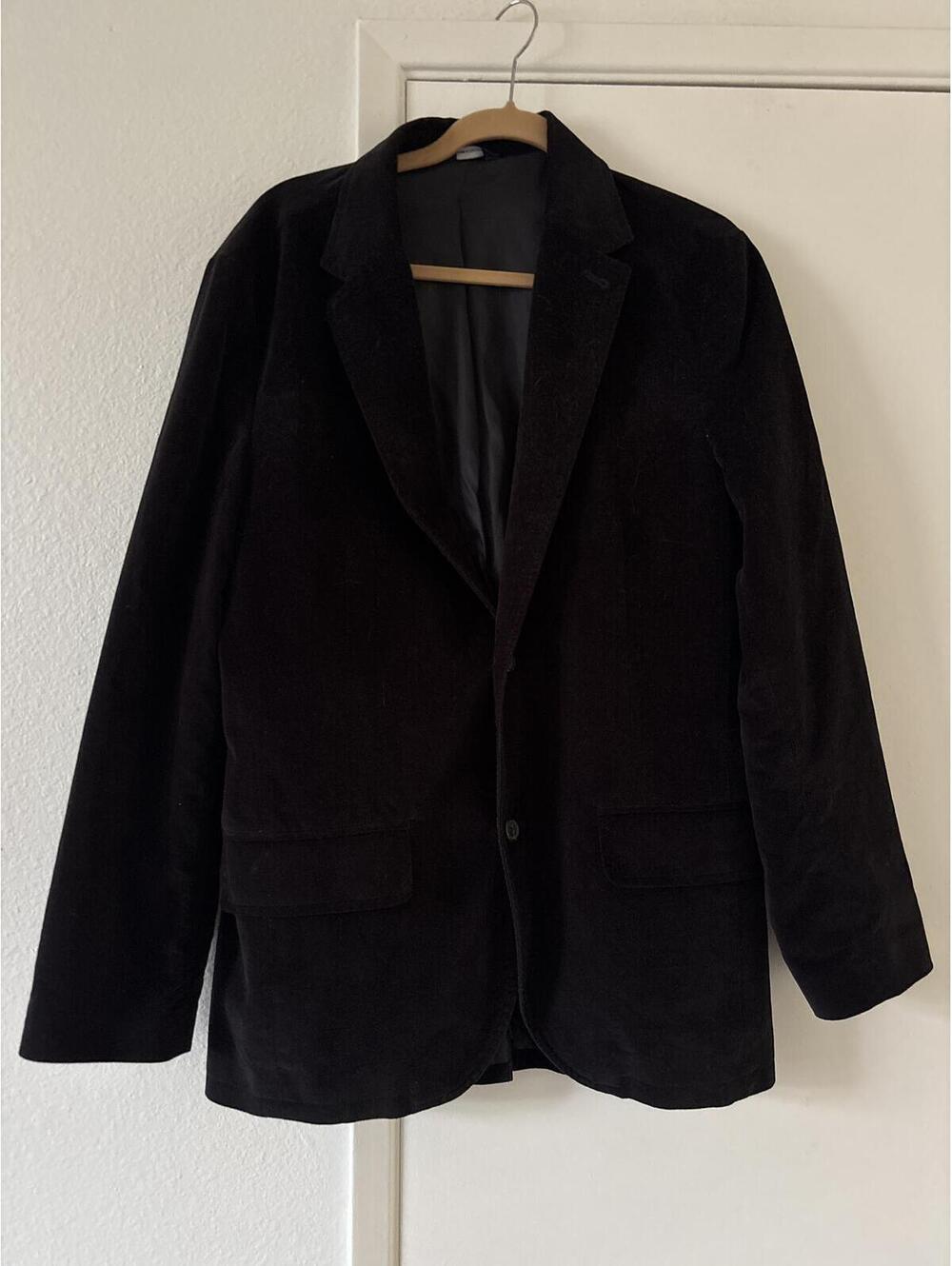 Vintage GAP Men's Velvet Blazer Jacket Size M black Two Button Sport